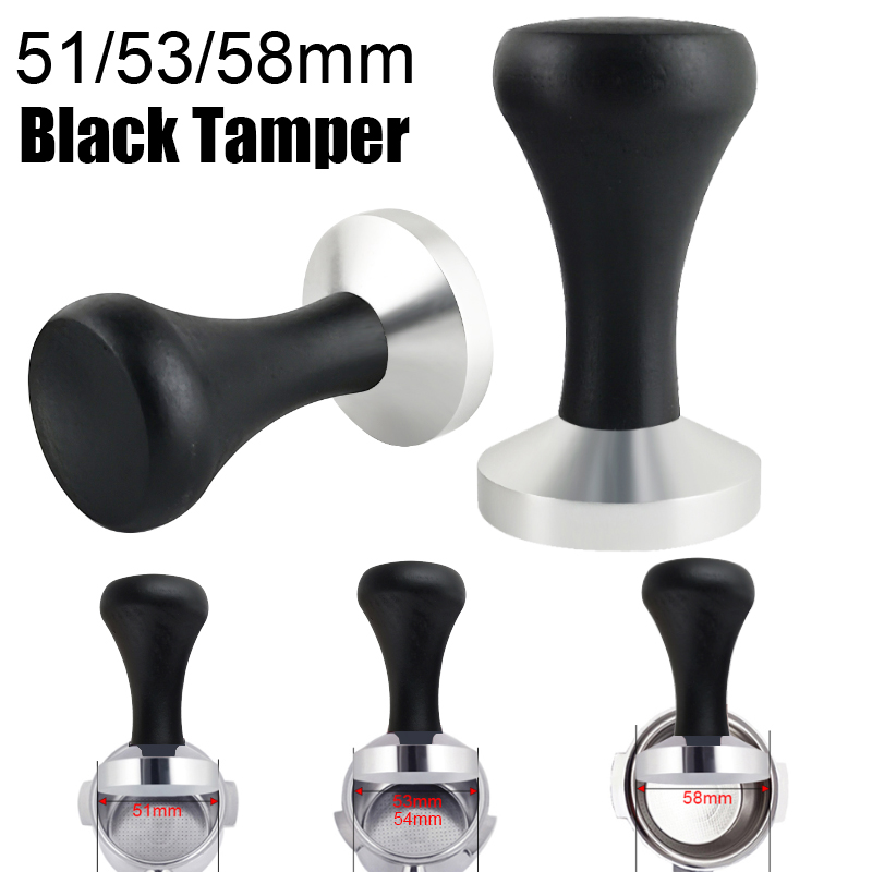 Espresso Tamper Set - 51mm/53mm/58mm Espresso Sabotage Zwart Houten Handvat